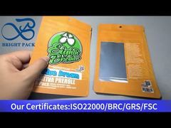 Sac zippé orange à l'épreuve des enfants avec fenêtre transparente