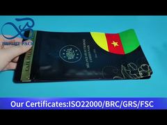 Sac à café scellé huit faces avec estampage or noir et valve