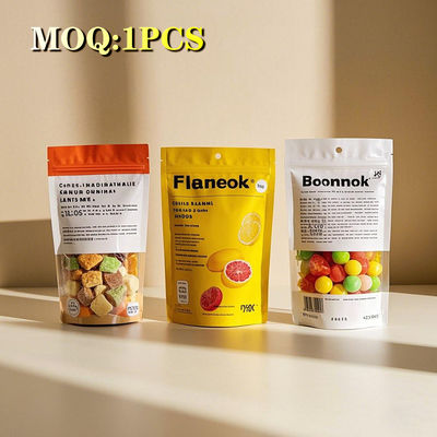 Sacs d'emballage à fermeture à glissière alimentaire pour les noix Snack café Logo personnalisé imprimé Fermeture à glissière gommes Fermeture à glissière sacs en plastique recyclables