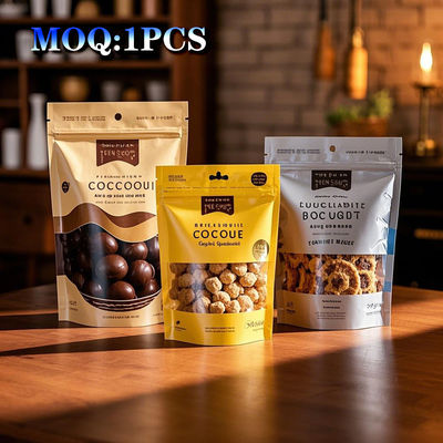 Imprimé sur mesure plastique flexible résistant à l'odorat Fermeture à glissière Stand Up Pouche gommée Emballage sac Mylar avec fenêtre