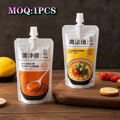 Impression personnalisée Stand Up Spout Pouch Sauce de lait huile boisson liquide Lactosérum Sac d'emballage à buse réutilisable avec trou suspendu