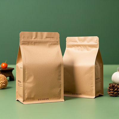 Sacs à fond plat à huit côtés premium certifiés FDA sur mesure imprimés et imperméables à l'humidité pour les aliments et le commerce de détail 50g-2000g Capacité