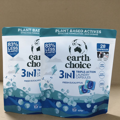 Lave-linge haut de gamme poudre de détergent personnalisée sac fermeture à glissière haute barrière anti-fuite