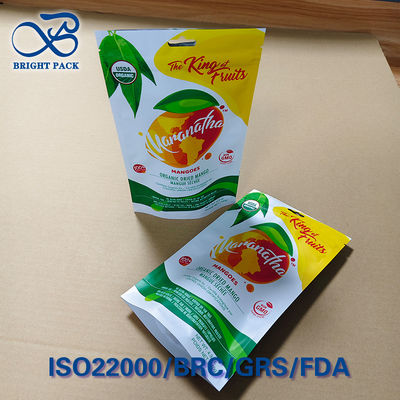 Emballage de tranches de mangue à trous suspendus - joint à trois côtés, barrière à l'humidité et fenêtre transparente