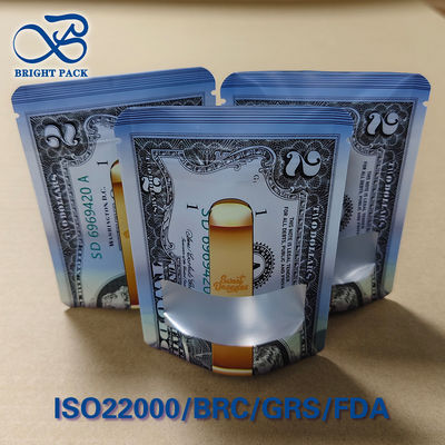 Sacs à fermeture à trois côtés résistants aux enfants avec motif de dollar américain imprimé sur mesure - Certifiés ASTM