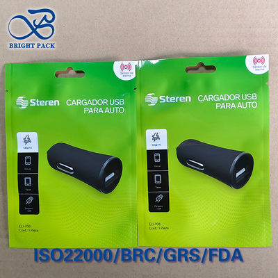 Sac d'emballage de câble de données USB imprimé sur mesure, sac à fermeture à glissière à trois côtés