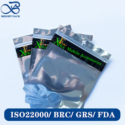 Sacs en papier d'aluminium imprimé sur mesure légers pour les produits électroniques, emballage avec fermeture à glissière remontable.