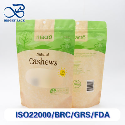 Poches fermées à la fermeture à glissière pour les emballages alimentaires secs avec fenêtres claires et matériaux de qualité alimentaire.