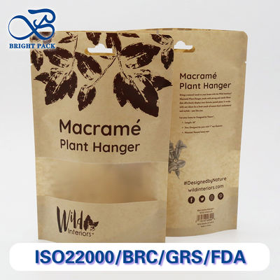 Sachets en papier kraft recyclables et dégradables avec fenêtres transparentes pour l'emballage de produits quotidiens avec impression personnalisée.