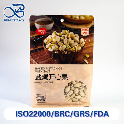 Sacs d'emballage alimentaires à huit côtés avec fenêtres transparentes, idéaux pour l'emballage de collations et de noix. Remises sur les commandes en gros.