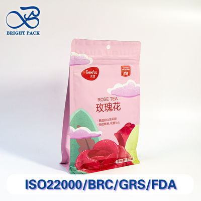 Un sac à huit côtés rentable pour l'emballage de thé, résistant aux déchirures et à l'impression personnalisée.