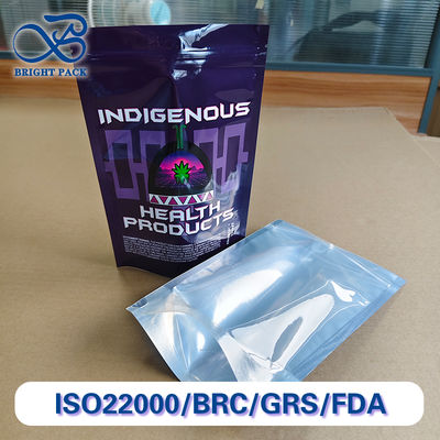 Des sacs imprimés personnalisables de qualité pharmaceutique pour les emballages pharmaceutiques avec un dos transparent.