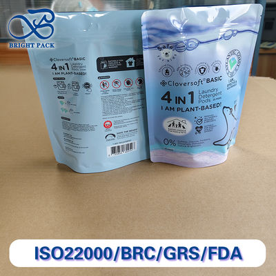 Couleur standard Pantone Sacs debout pour les bacs de détergent pour les vêtements Emballage caractéristique d'étanchéité à l'humidité à l'étanchéité aux fuites.