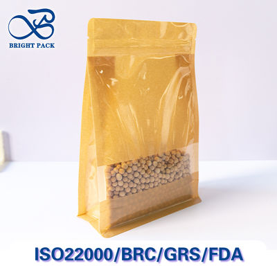 Sacs en papier kraft durables avec fenêtre visible pour l'emballage alimentaire, résistants à la graisse, personnalisables.