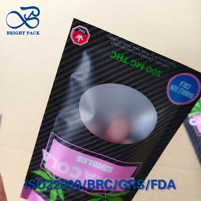 Sachet zippé transparent à l'épreuve des enfants, PE/VMPET laminé, scellé inviolable, fenêtre personnalisée