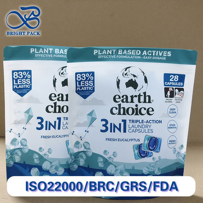 Lave-linge haut de gamme poudre de détergent personnalisée sac fermeture à glissière haute barrière anti-fuite