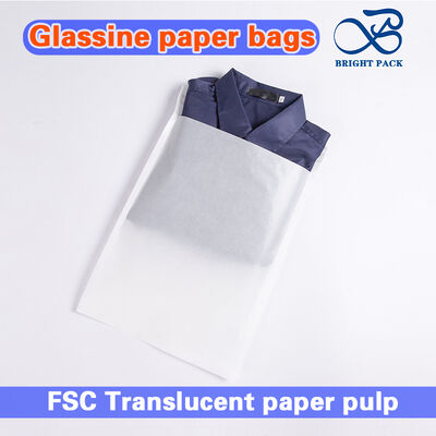 Sacs en papier glassine certifiés compostables de 40g avec bande auto-adhésive pour emballage de vêtements éco-responsable