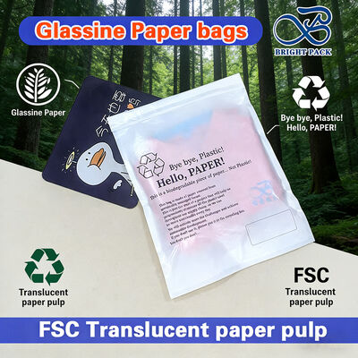 Sac en papier glassine transparent compostable avec logo personnalisé pour emballage de vêtements
