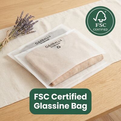 Sac en papier glassine pour vêtements, emballage de vêtements écologiques, pochette à vêtements biodégradable, personnalisé, faible MOQ pour certifié recyclable
