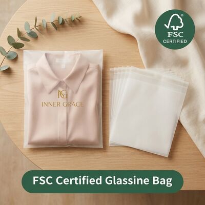 Sac en papier de verre naturel de luxe écologique recyclable biodégradable pour les emballages de vêtements certifiés