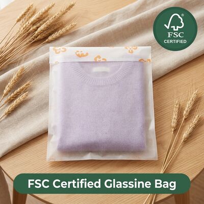 Sacs en papier de verre de luxe durable pour les vêtements en plastique libre biodégradable emballage de vêtements sacs de vêtements pour la vente en vrac certifiée