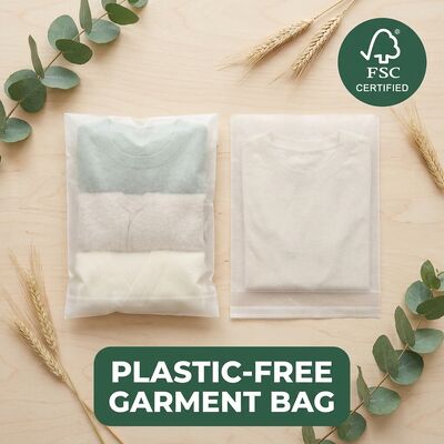 Sac en verre compostable de luxe, emballage pour vêtements, pochette pour vêtements durable, sans plastique, respectueux de l'environnement, OEM de vêtement conforme à l'UE