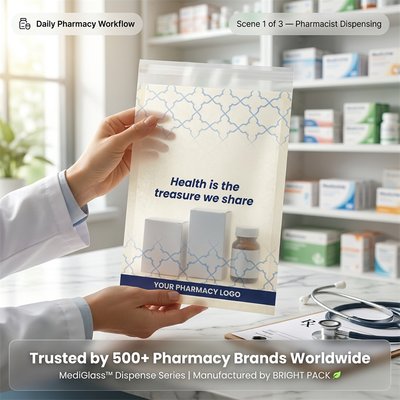 Sacs de médecine en verre de luxe pour emballage pharmaceutique recyclable biodégradable certifié en vrac