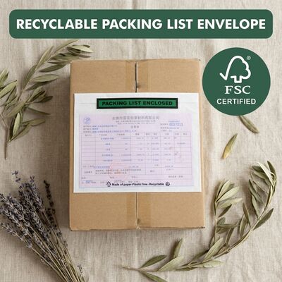 Documents en glassine joints Pochette d'enveloppes de liste de colisage vertes sans plastique biodégradables écologiques | Recyclable imperméable résistant à la graisse en gros personnalisé