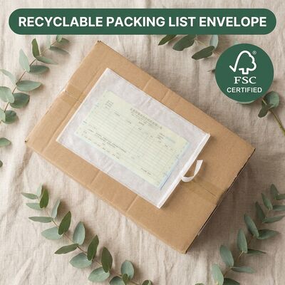 Sans plastique Biodégradable Certifié FSC Étiquette Pochette Papier Liste de colisage Enveloppe Document auto-adhésif Portefeuille fermé