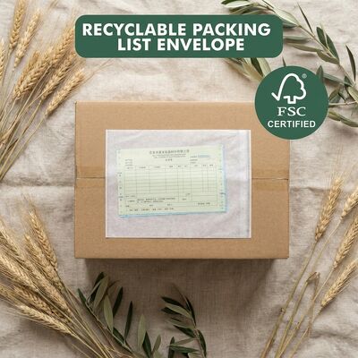 Liste d'emballage du papier biodégradable sans plastique Enveloppe auto-adhésive facture Poche d'expédition Étiquette portefeuille certifié FSC