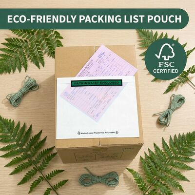 Sacoche d'emballage biodégradable sans plastique en verre. Enveloppe d'expédition certifiée FSC écologique et recyclable.