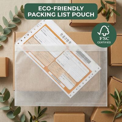 Liste d'emballage certifiée FSC Enveloppe Document en papier recyclable Étiquette d'expédition autoadhésive