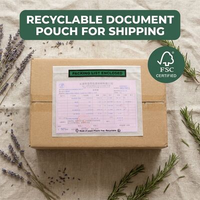 Liste d'emballage biodégradable Enveloppe Document en papier compostable Étiquette d'expédition autoadhésive