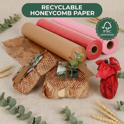Rouleau de papier d'emballage en nid d'abeille Kraft Recyclable et écologique, 50cm et 30cm, enveloppe de rembourrage pour l'expédition