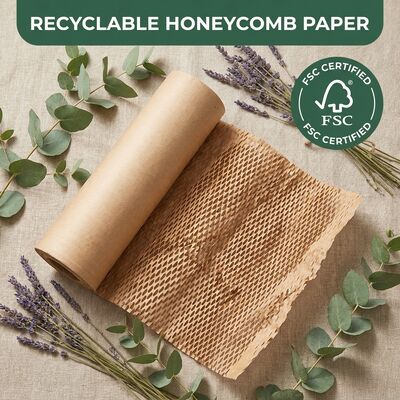 Papeterie Kraft recyclable écologique de couleur blanche, en rouleau de nid d'abeille, rembourrage antigraisse pour emballage cadeau